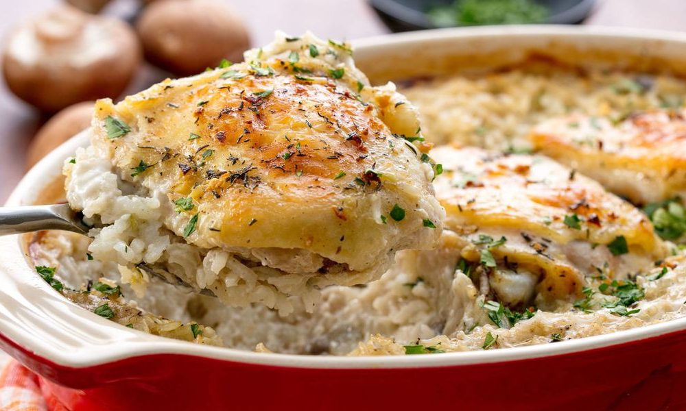 Surprise your family with this chicken and rice casserole